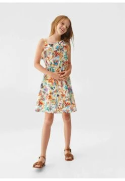 Mango Kids Juls - Robe De Jour - Ecru
