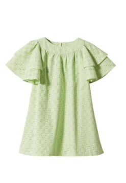 Mango Kids Ainhoa - Robe De Jour - Vert Pastel