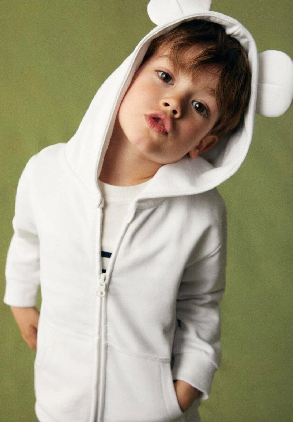 Mango Kids Lana - Sweat ZippĂ© - Off White â Image 2
