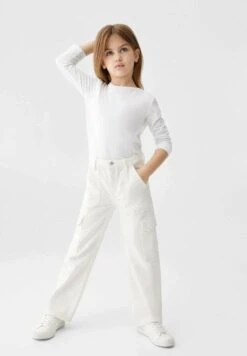 Mango Kids Cargo - Jean Droit - Wit