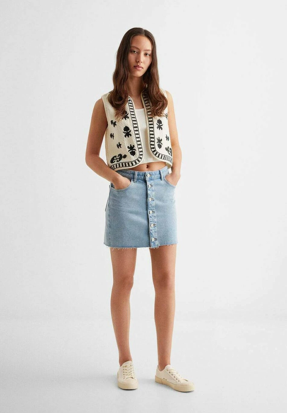 Mango Kids Roses - Veste Sans Manches - Ecru â Image 2