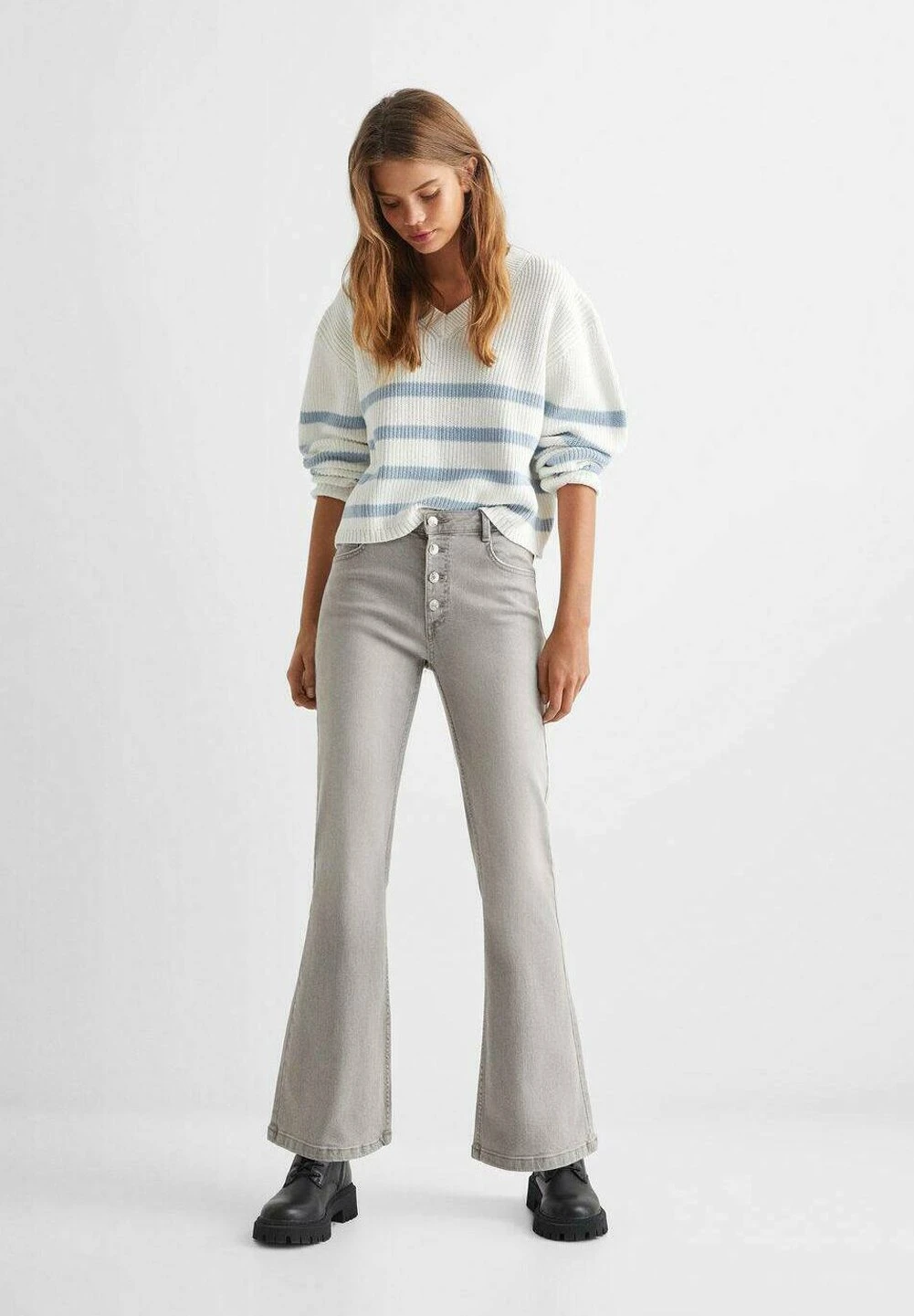 Mango Kids Buttonf - Jean Flare - Grey