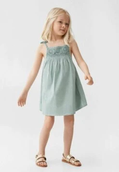 Mango Kids Linda - Robe De Jour - Groen