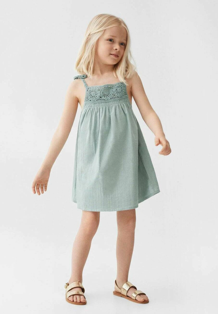 Mango Kids Linda - Robe De Jour - Groen