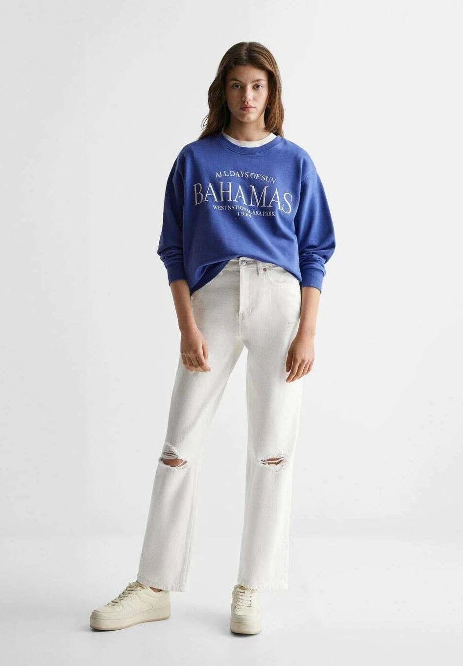 Mango Kids Mom - Jean Droit - Bianco Sporco