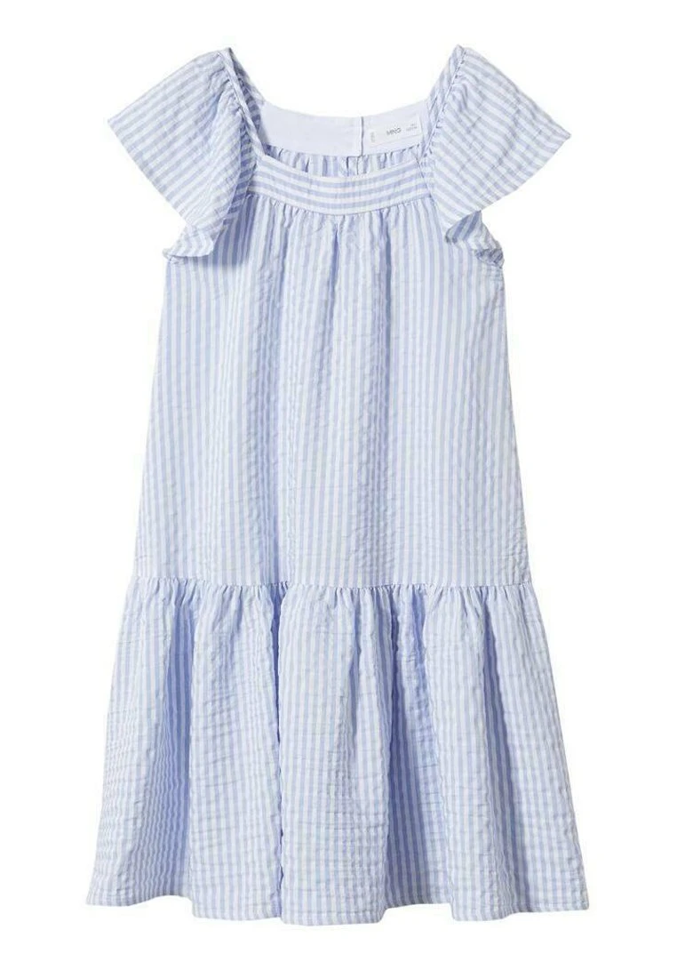 Mango Kids Alguer - Robe De Jour - Bleu Ciel