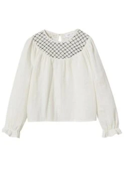 Mango Kids Grid - Blouse - Ecru