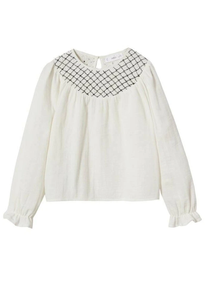 Mango Kids Grid - Blouse - Ecru
