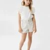 Mango Kids Paperp - Short En Jean - Ecru